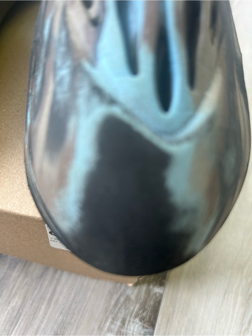Adidas YZY Foam RNR Kids in Black with Teal Accents - Picture 3 of 10